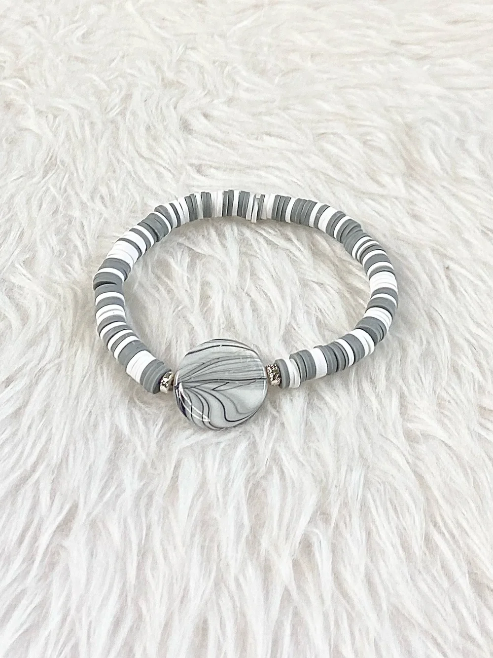 Marble Mist Heishi Stretch Bracelet